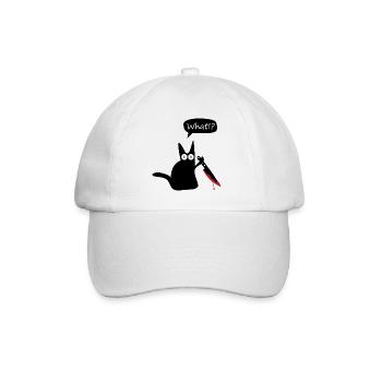 Cat knife blood Halloween what - Baseball Cap - white/white - Front