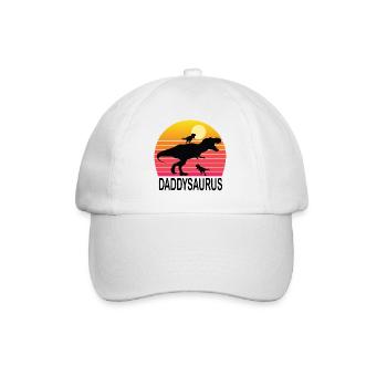 Daddysaurus Dinosaurier Dino Vater Dad Papa Shirt - Baseballkappe - Weiß/Weiß - Vorne