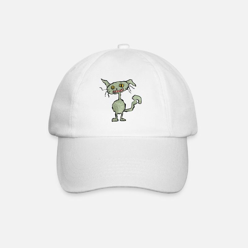 Chat drôle vert - Casquette classique - blanc/blanc
