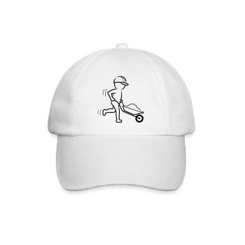 Bauarbeiter mit Schubkarre - Baseballkappe - Weiß/Weiß - Vorne