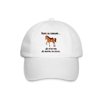 boire ou conduire je m'en fou je rentre en cheval - Casquette classique - blanc/blanc - Devant