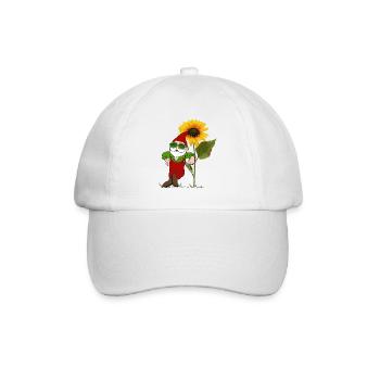 Gartenzwerg, Sonnenblume - Baseballkappe - Weiß/Weiß - Vorne
