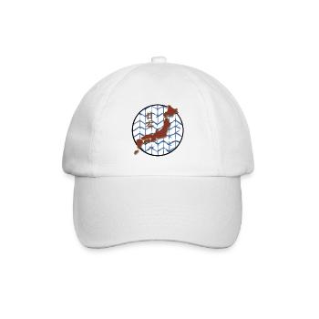 Shibori Indigo - Japan Kanji Kreis abstrakt Design - Baseballkappe - Weiß/Weiß - Vorne