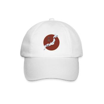 Shibori Indigo - Japan Kanji Roter Kreis Design - Baseballkappe - Weiß/Weiß - Vorne