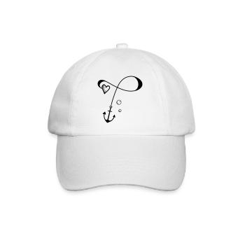 Anchor with heart on the rope - infinite love - Baseball Cap - white/white - Front