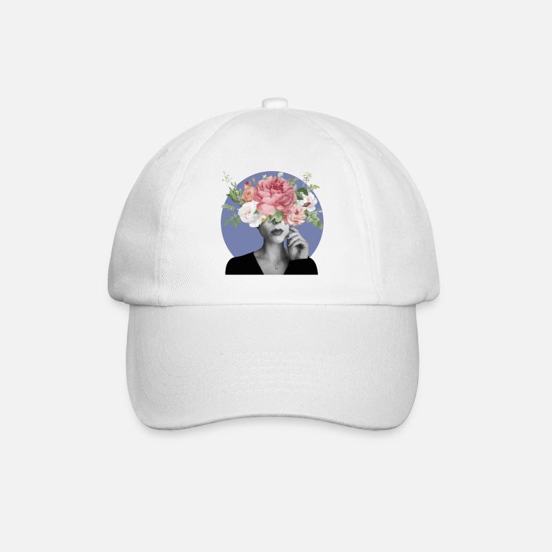 Blumiger Kopf - Baseballkappe - Weiß/Weiß