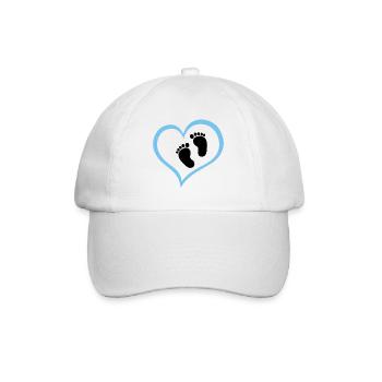 Baby Boy Footprint with Heart - Baseball Cap - white/white - Front