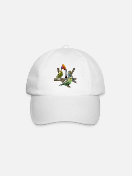 Wellensittiche - Baseballkappe - Weiß/Weiß