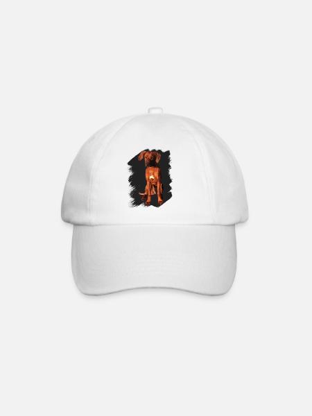 Rhodesian Ridgeback on black background - Baseball Cap - white/white