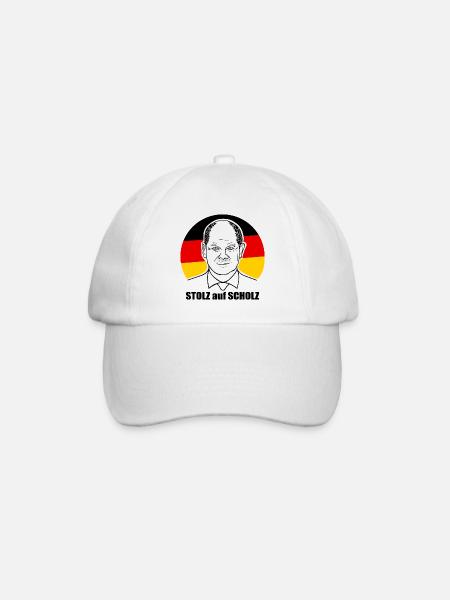 stolz auf Scholz, Bundeskanzler, Deutschland Shirt - Baseballkappe - Weiß/Weiß