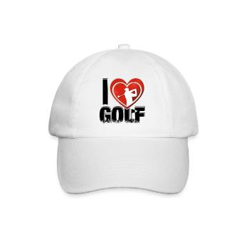 I love Golf - sehr beliebtes Golfmotiv für Golfer - Baseballkappe - Weiß/Weiß - Vorne