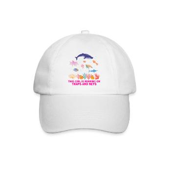 Girl Net Boat Marine Biologist Biology Ocean - Baseball Cap - white/white - Front