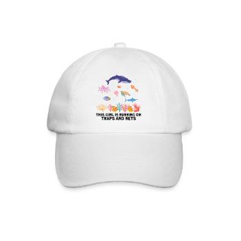 Girl Net Boat Marine Biologist Biology Ocean - Baseball Cap - white/white - Front