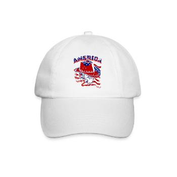 A Beautiful Cowboy Skull with US Flag Design - Baseball Cap - white/white - Front