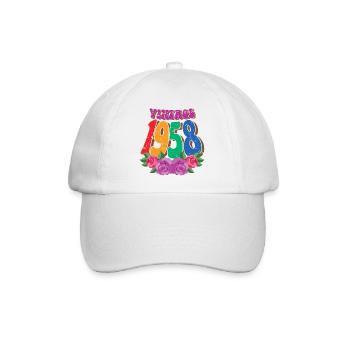 Fleur rétro 1958, 64 ans 64th Birthday Gift - Casquette classique - blanc/blanc - Devant