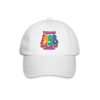 Retro Flower 1998, 24 Years Old 24th Birthday Gift - Baseball Cap - white/white - Front