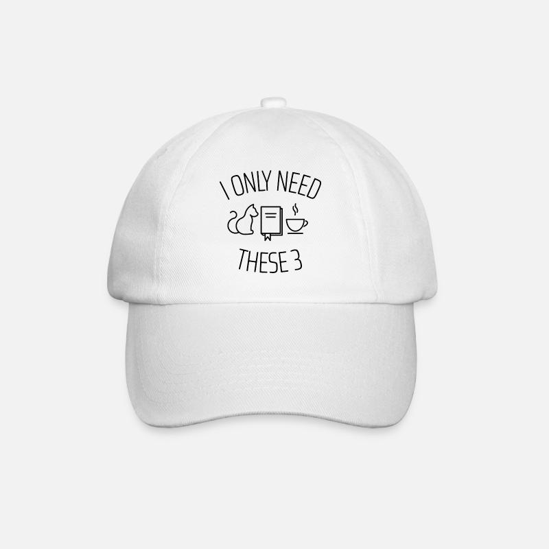 I Only Need These Three - Book Lover - Baseball Cap - white/white