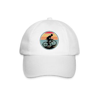 Retro Mountain Bike Bike Cyclist - Baseball Cap - white/white - Front