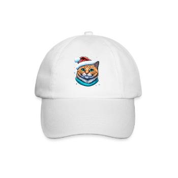 L’illustration numérique de chaton de Noël, un grand Avent - Casquette classique - blanc/blanc - Devant