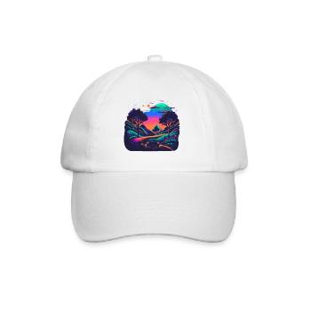 Car in Neon Landscape - Baseball Cap - white/white - Front