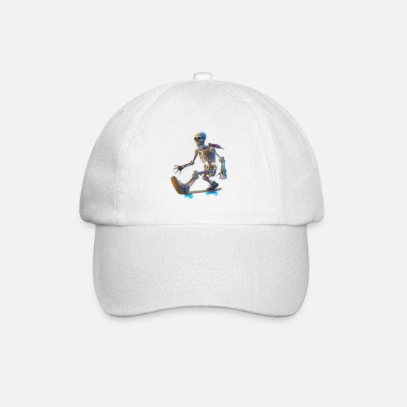 Skeleton Skateboarder - Baseball Cap - white/white