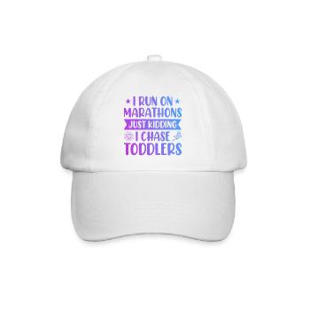 I Run Marathons Just Kidding I Chase Toddlers Baby - Baseballkappe - Weiß/Weiß - Vorne