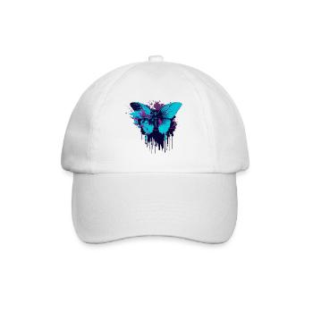 Blauer Vaporwave Schmetterling - Baseballkappe - Weiß/Weiß - Vorne