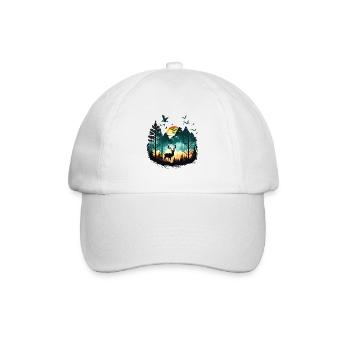 Landscape Deer | Mountains | Sun - Baseball Cap - white/white - Front