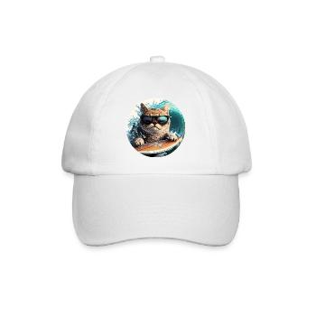 Surf Cat - Baseball Cap - white/white - Front