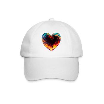 Cœur coloré avec feu - Casquette classique - blanc/blanc - Devant