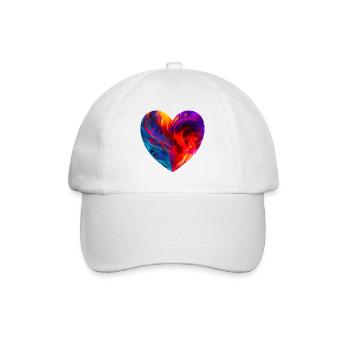 Cœur coloré avec feu - Casquette classique - blanc/blanc - Devant