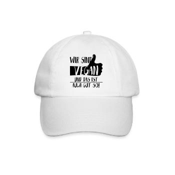 Vegan Gut so Daumen hoch SabineVegan HerzAufShirt - Baseballkappe - Weiß/Weiß - Vorne