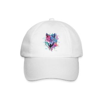 Wolf Wolf Head Colorful Splash Nature Wilderness Art - Baseball Cap - white/white - Front