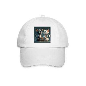 Cartoon Kitten mit Herz - Baseballkappe - Weiß/Weiß - Vorne