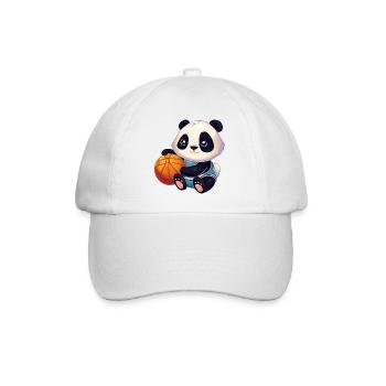 Panda mignon assis et tenant un ballon de basket - Casquette classique - blanc/blanc - Devant