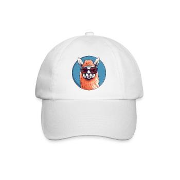 Alpaka Lama Sonnenbrille - Baseballkappe - Weiß/Weiß - Vorne