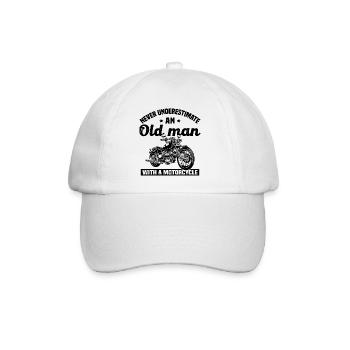 Never underestimate an old man with a motorcycle - Baseball Cap - white/white - Front
