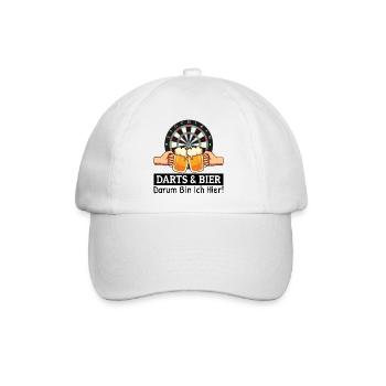 Darts Und Bier Darum Bin Ich Hier Dart Sprüche - Baseballkappe - Weiß/Weiß - Vorne