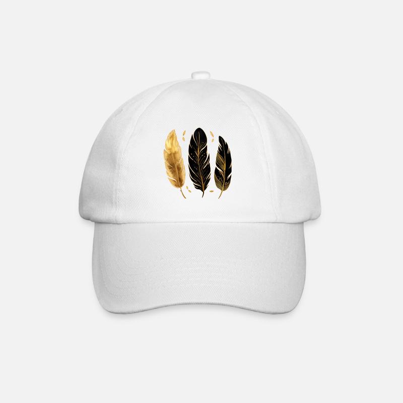 Goldene Federn - Baseballkappe - Weiß/Weiß