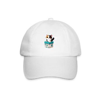 Chat dans une boite , avec son pelage lumineux - Casquette classique - blanc/blanc - Devant