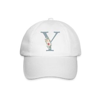 Y| Monogramme | Eucalyptus Pastel Fleur Bleu - Casquette classique - blanc/blanc - Devant