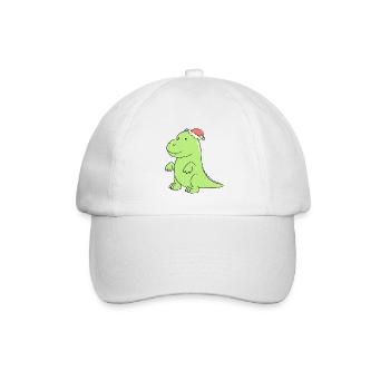 a cute dinosaur at Christmas - Baseball Cap - white/white - Front