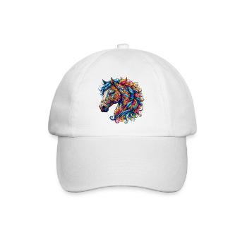 Cheval décoré de Mandalas - Casquette classique - blanc/blanc - Devant