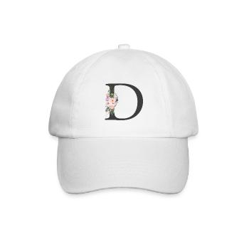 Lettre D, Monogramme, Fleurs - Casquette classique - blanc/blanc - Devant