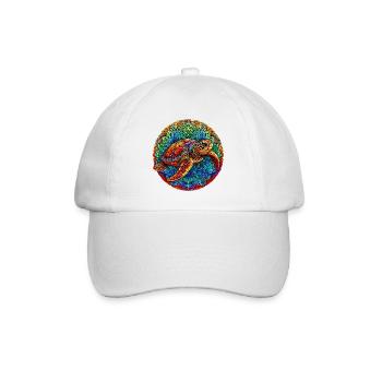 Meeresschildkröte mit Mandalas verziert - Baseballkappe - Weiß/Weiß - Vorne