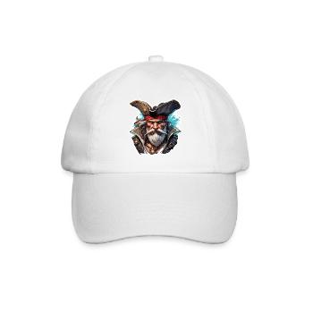 Pirat / Ahoi / Anker / Kapitän / Totenkopf / Rum - Baseballkappe - Weiß/Weiß - Vorne