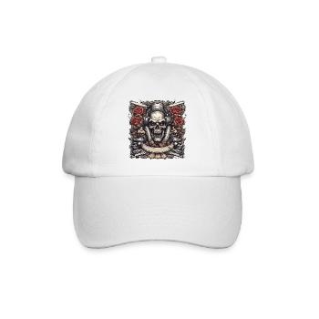 Skull / Totenkopf / Skelett / Gothic / Tattoo - Baseballkappe - Weiß/Weiß - Vorne