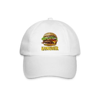 Hamburger Retro Cartoon Design - Baseballkappe - Weiß/Weiß - Vorne