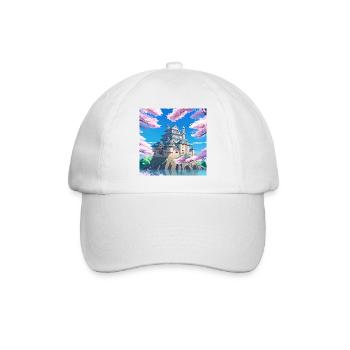 Japanese Castle surrounded by Cherry Blossom Trees - Baseball Cap - white/white - Front