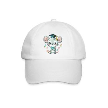 Graduation Mouse Illustration - Baseball Cap - white/white - Front